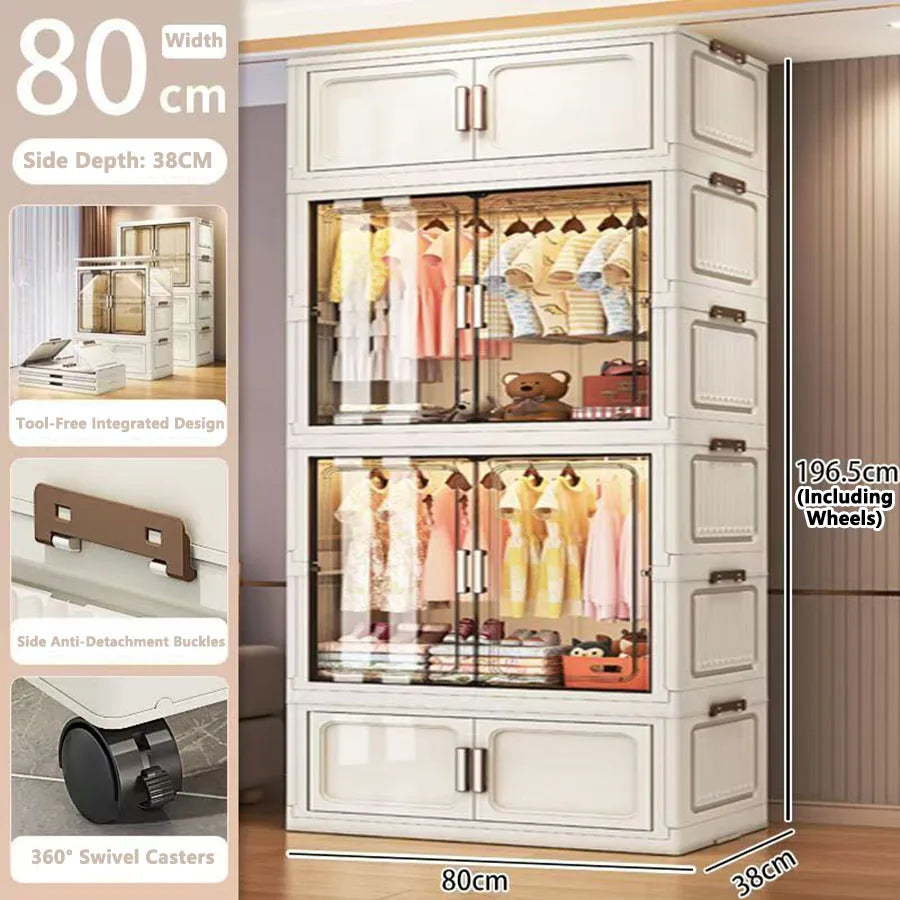 Folding Storage Cabinet Wall Mounted Foldable Locker Compact Organizer for Home Office Space Saving Design
