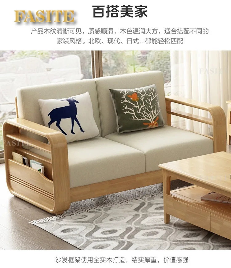 Furniture Nordic Solid WooWooden Living Room Simple sehold Turning Divan Small Apartment