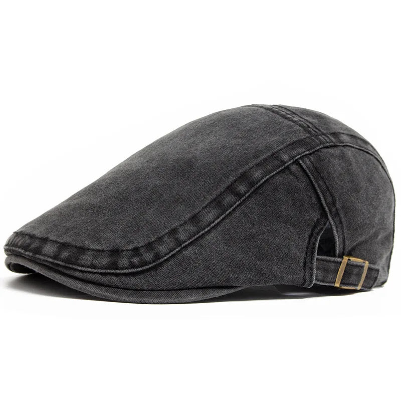 Spring Summer Watered Denim American Casual Retro Beret  Washed Old Street Forward Hat British Painter Newsboy Cap Visor