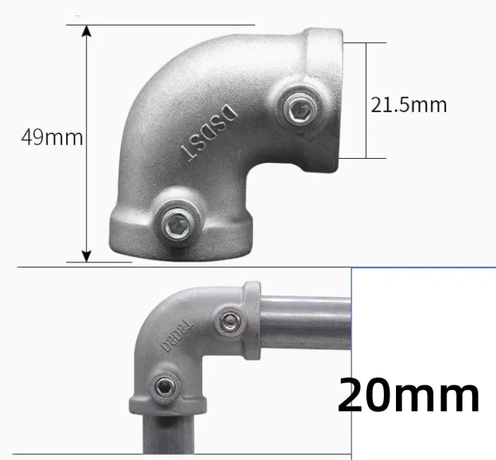 20/25mm Round Tube Pipe Joint Pipe Fitting Aluminum Alloy Steel Pipe Connectors DIY Clothes Hanger Plant Rack Shed