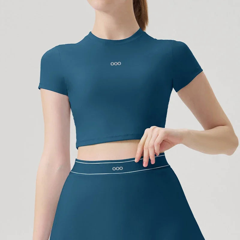 2026 Women's Casual Fashion Sports Short Sleeve and Running Comfortable Fitness Yoga Tennis Skirt