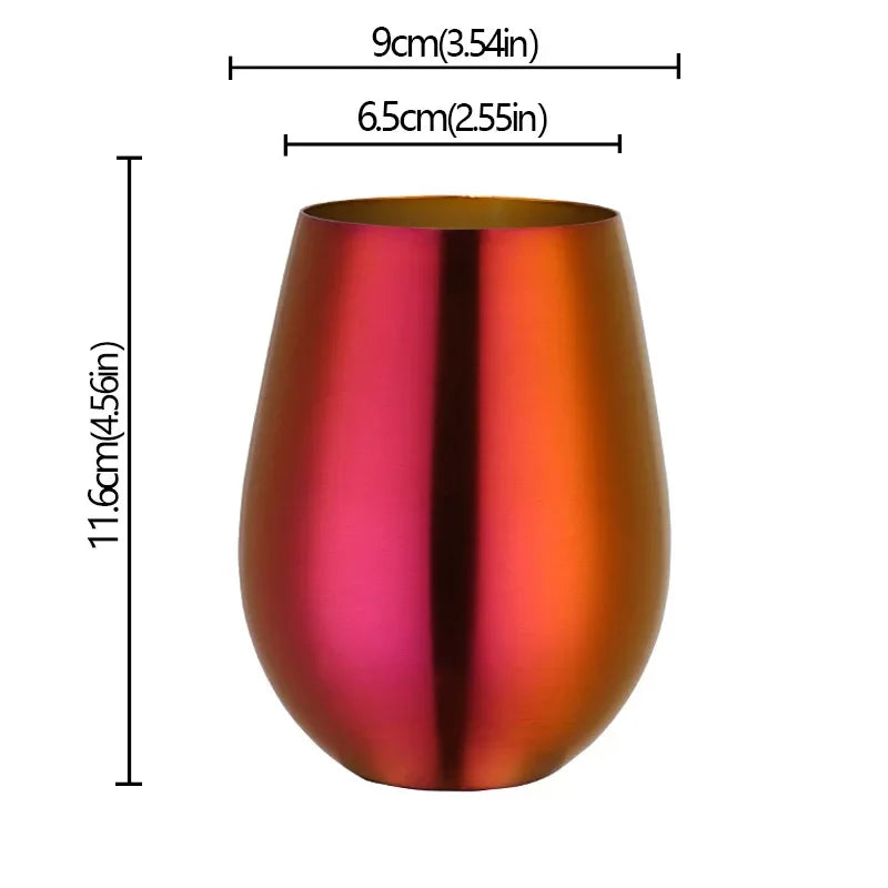500ml Stainless Steel Single Layer Titanium Plating Wine Glasses Beer Titanium Wine Glasses 500ML Big Belly Water CupBarSupplies