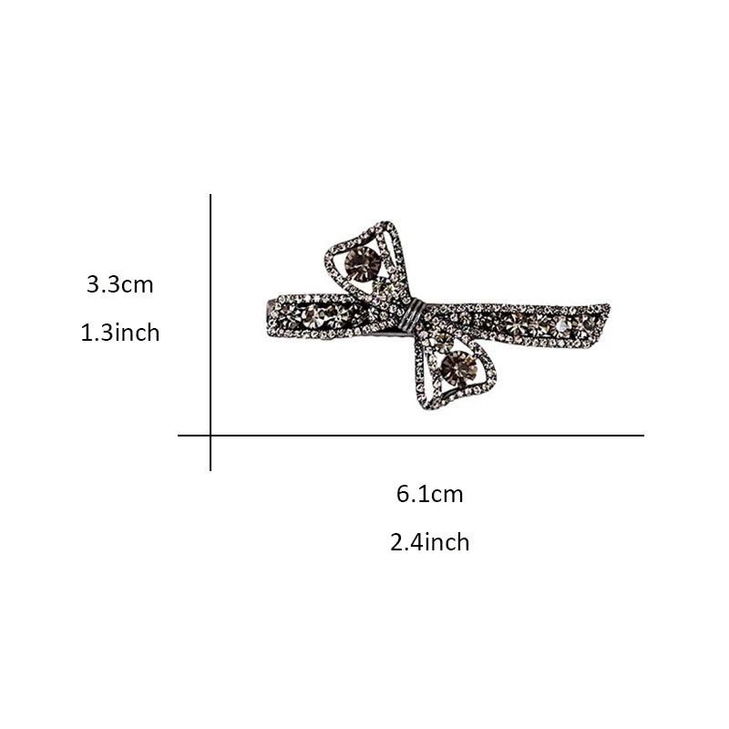 Korean Style Exquisite Rhinestone Hollow Bow Hair Clip Duckbill Clip High-end Side Clip Women Alloy Bangs Clip Hair Accessories