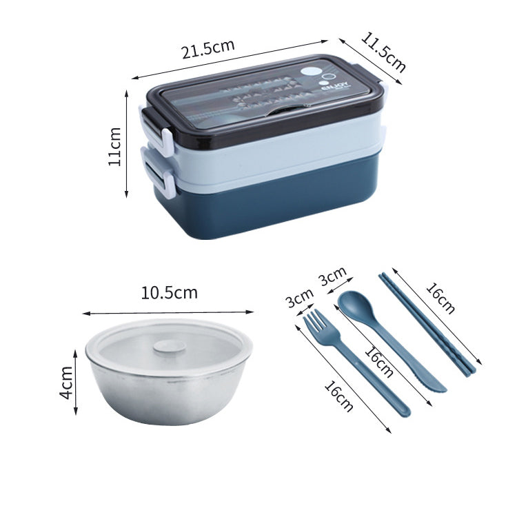 Stainless Steel Lunch Box Bento Double Layer Box Student Office Worker Food Container Microwae Heating Lunch Food Storage Box