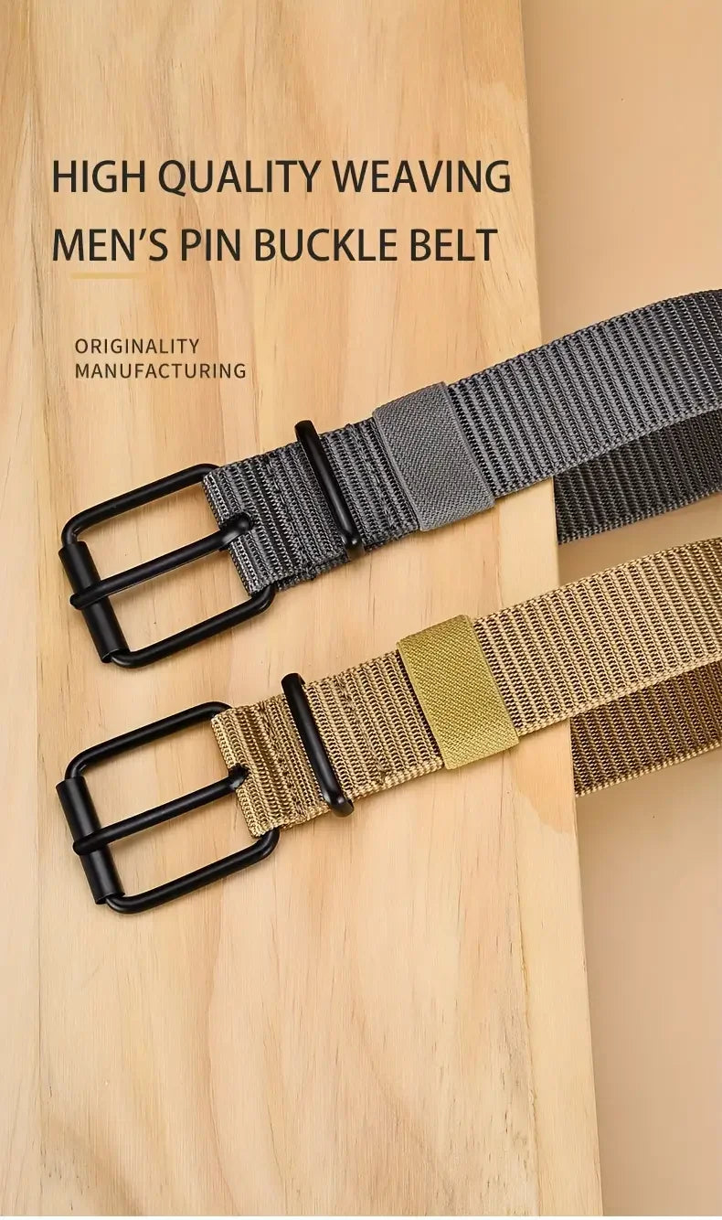 Men's Belt Porous Canvas Pin Buckle Leather Belt Outdoor Sports Belt Women's Trendy Eyelet Belt With Jeans Belt For Men Women