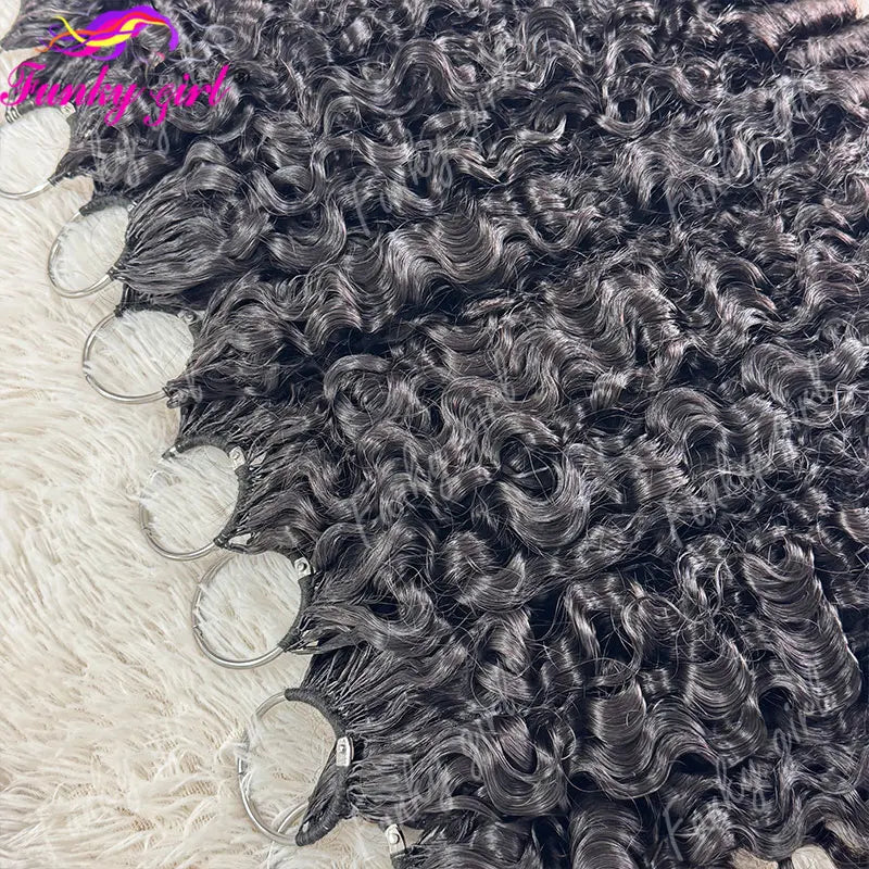 12A Burmese Curly Feather Crochet Human Hair 60g Knotless Pre-Separated Feather Human Hair Crochet Bundles Remy Hair Extensions