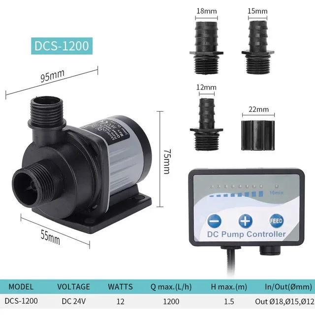Jebao Jecod Pump DCS 1200-12000 L/H Aquarium Adjustable Tank Submersible Fish Fountain Water Flow Controllable Pump DC 24V