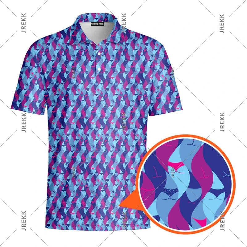 Sexy Over Print Polo Shirt For Men Hip Hop Street Personality Short Sleeve Button Golf Shirts Summer Vacation Carnival Funny Top