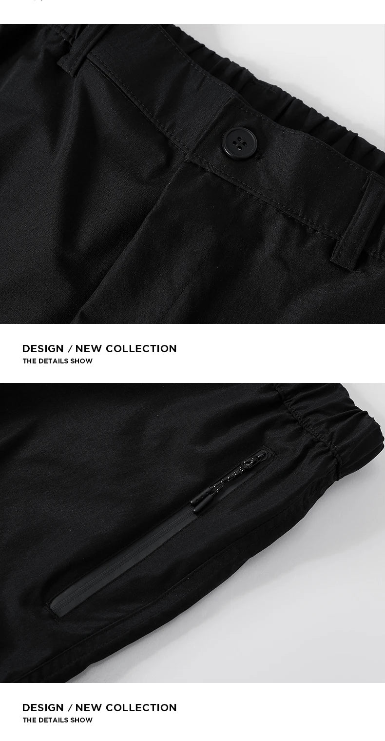 Mens Cargo Shorts Knee Pants Zipper Pocket Summer Quick Dry Shorts Climbing Jogger Elastic Waist Sports Wear