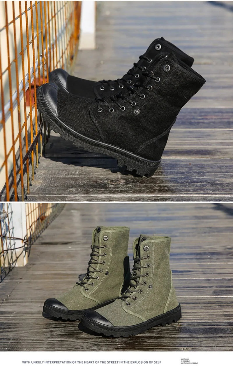 Men's Casual Boots Fashion High-top Canvas Shoes Classics Breathable Sneakers for Men Outdoor Non Slip Hiking Boots Botas Hombre
