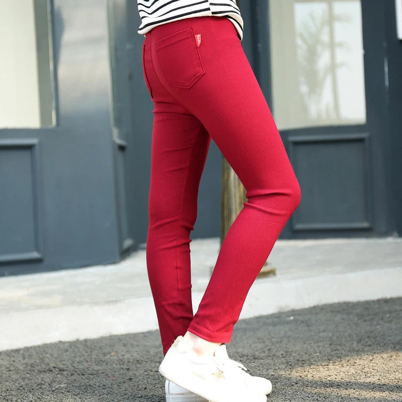 Big Small Girls Skinny Pants Stretch Children Spring Tight Jeans All-matches Pencil Pants Kids Bottoms 2-12Yrs Trousers