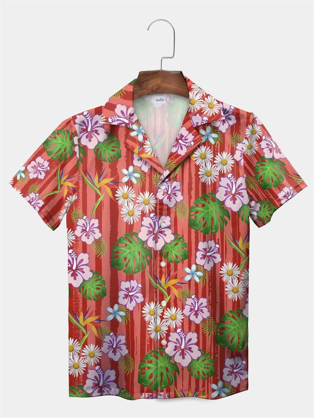 Tropical Plant Leaves Palm Tree Leaves Casual Shirt Botanical Print Light Color Shirt Pattern Men's Short Sleeve Hawaiian Shirts