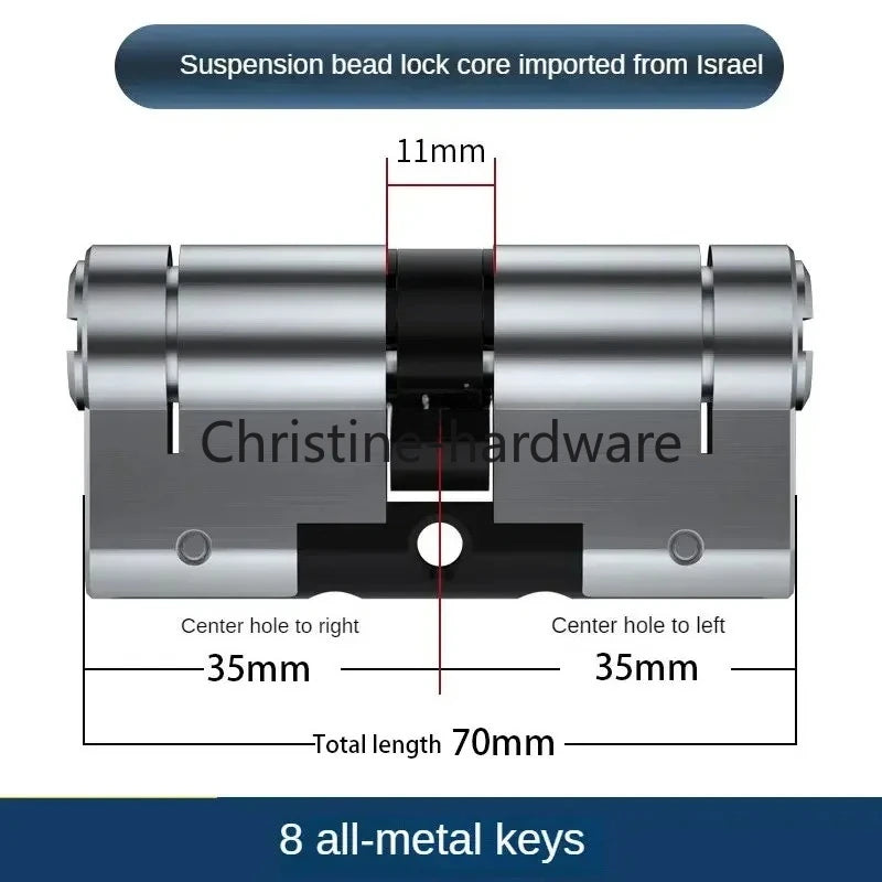 65-130MM High Quality European Standard Lock Cylinder,Super C-Level Anti-Theft Door Lock Cylinder,Household Copper Lock 8 Keys
