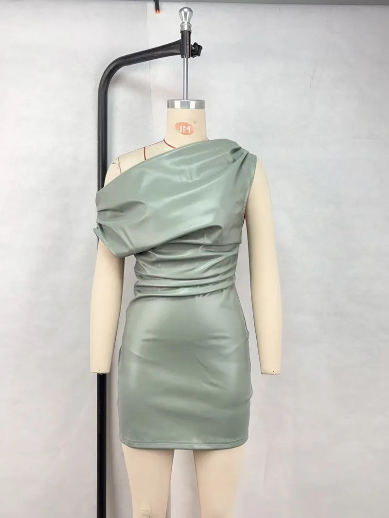 Luxury Leather Strapless Short Dress Women's Sexy Party Curvy Mini Dresses Evening Corset Red Brown Cocktail Autumn Fall 2026