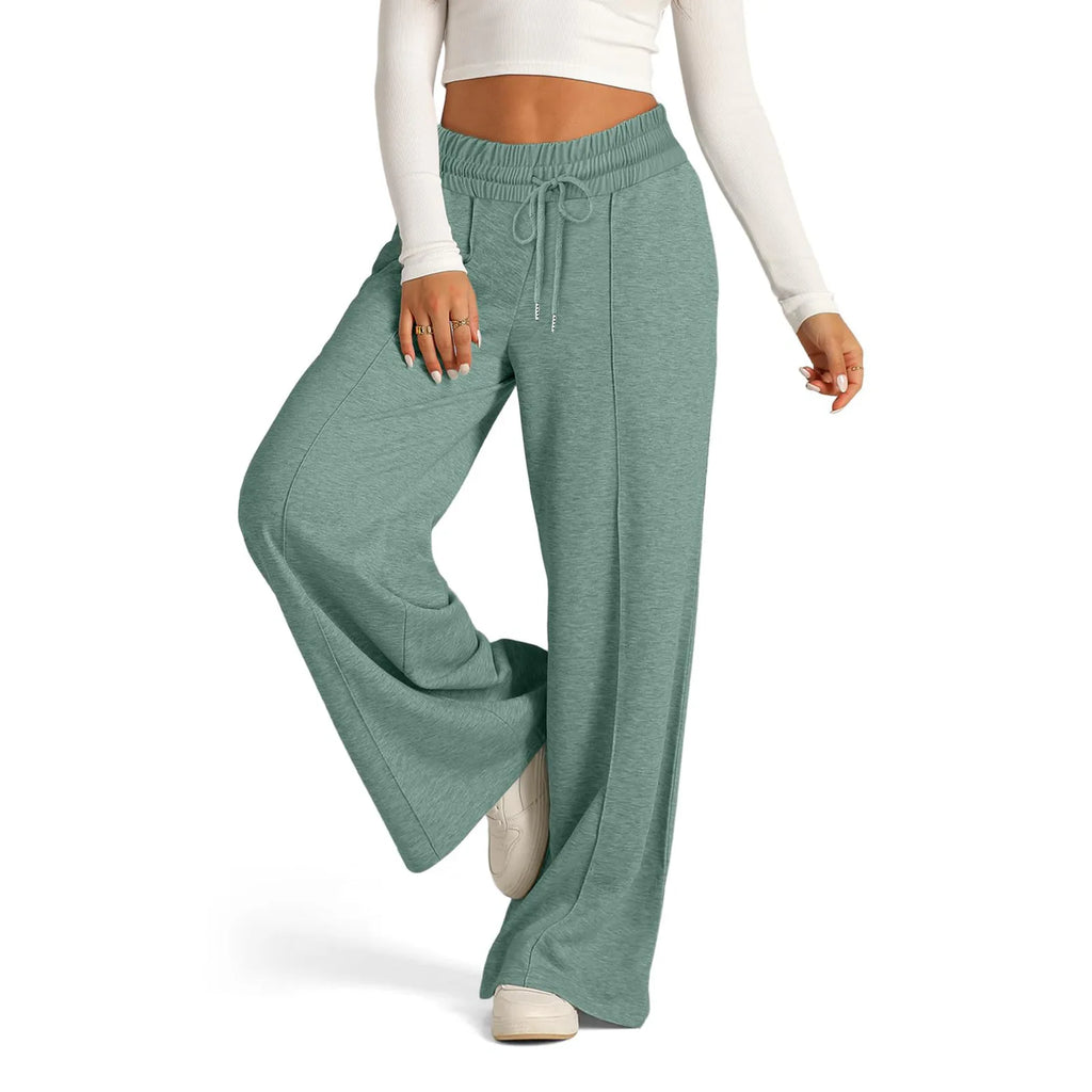 Womens Wide Leg Sweatpants High Waisted Baggy Flared Pants Drawstring Athletic Joggers Casual Daily Wear Loose Yoga Sports Pants