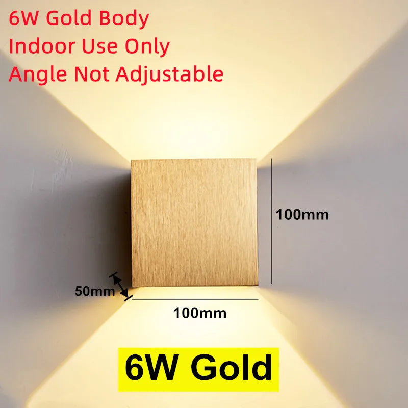 6W/12W LED Wall Light Outdoor Waterproof IP65 Garden Yard Wall Lamp Indoor Bedside Decoration Lighting Aluminium AC110V 220V