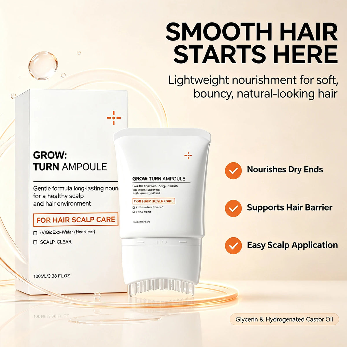 Volumizing Hair Serum with Brush Deep Nourishing Smoothing Scalp Care Essence for Dry Hair Lightweight Non-Greasy