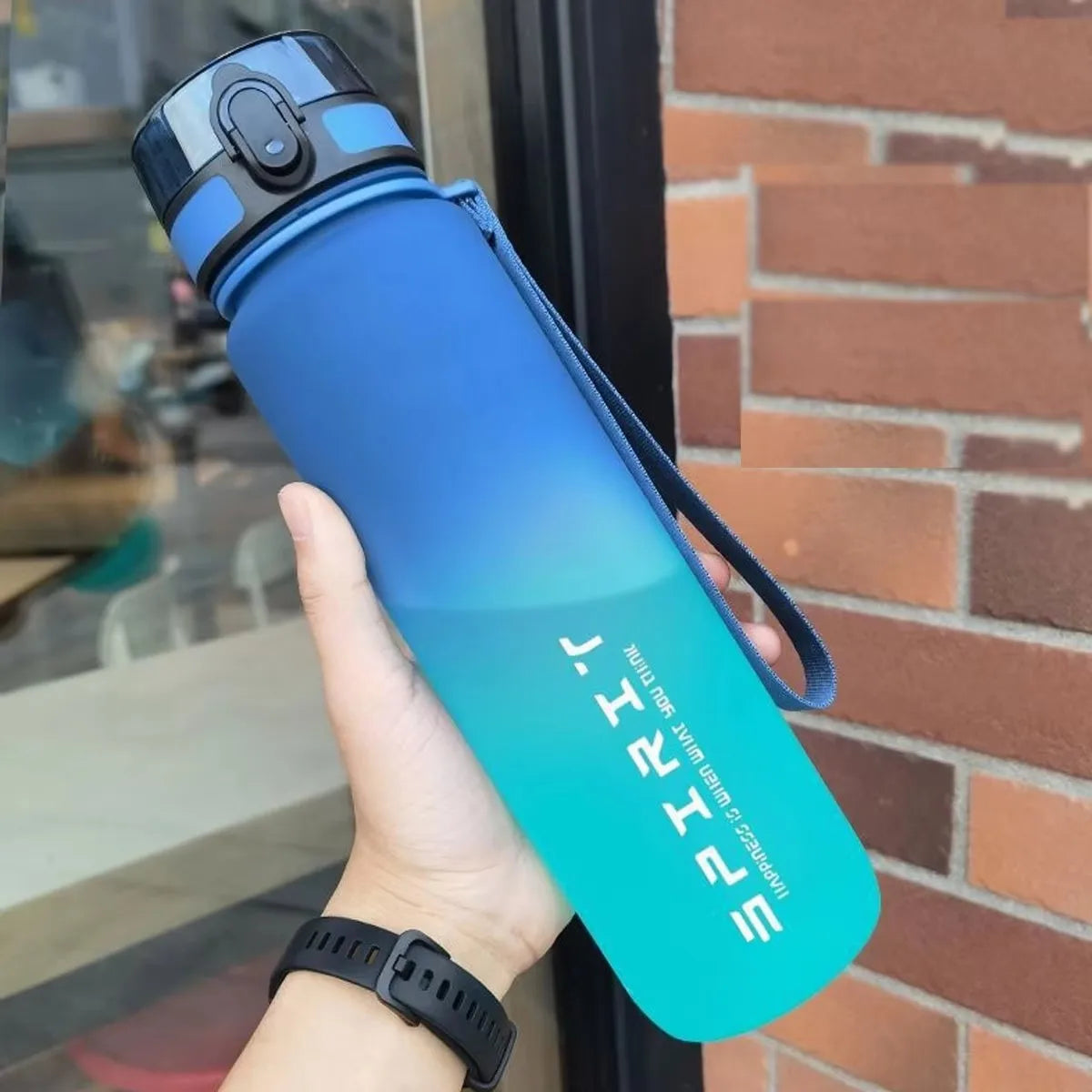600ml/750ml/1000ml Large Capacity Sports Water Bottle Gradient Color Plastic Cup Drink Items Outdoor Beach Travel Portable Gym