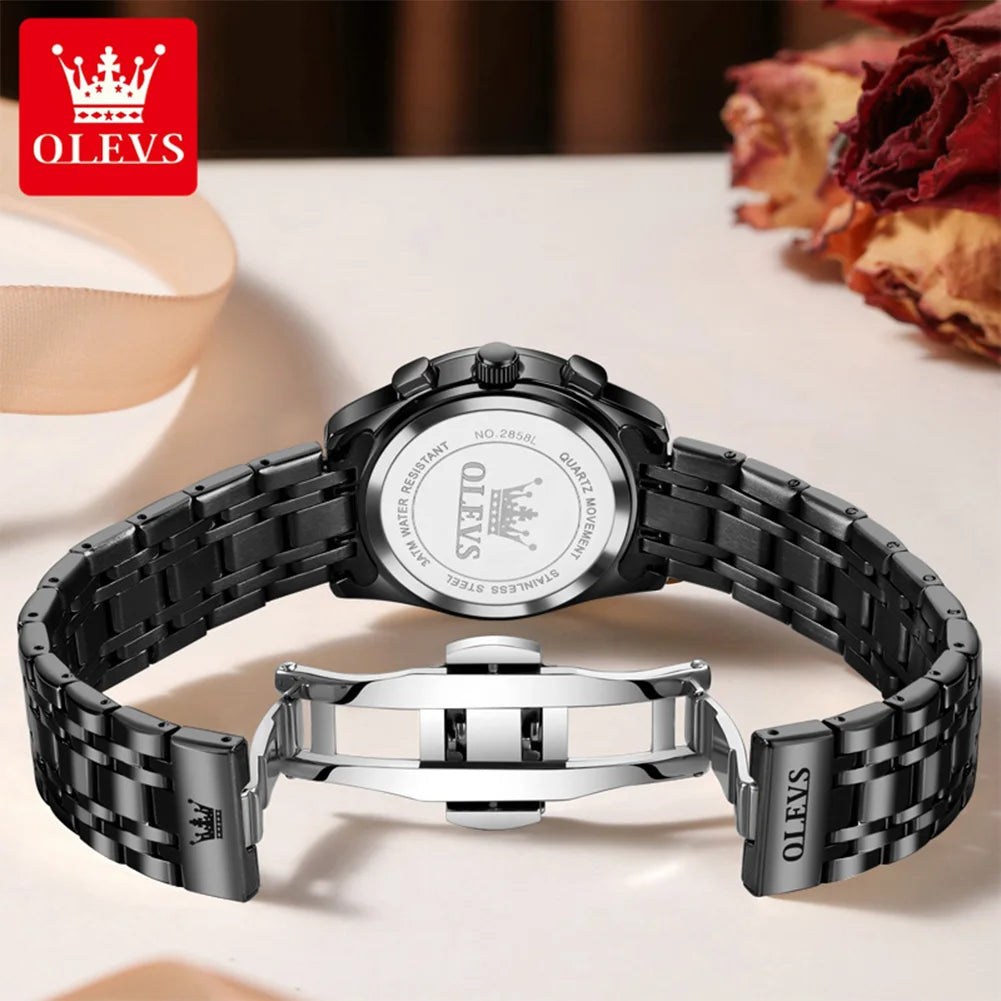 OLEVS 2858 New Womens Watch Original Multifunction Quartz Wristwatch Waterproof Luminous 24 Hours Gift Box Watch For Ladies