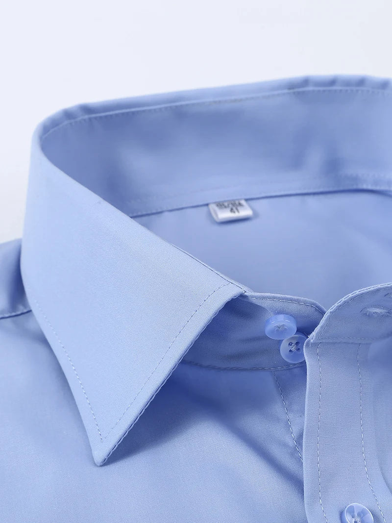 Men's Slim Fit French Cufflink Shirt Long Sleeves Double Cuff Solid Color High End Wedding Formal Dress Casual Men's Clothing
