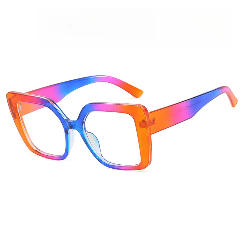 European-style square large-frame glasses with fashionable multiple colors, suitable for ladies, anti-blue light glasses