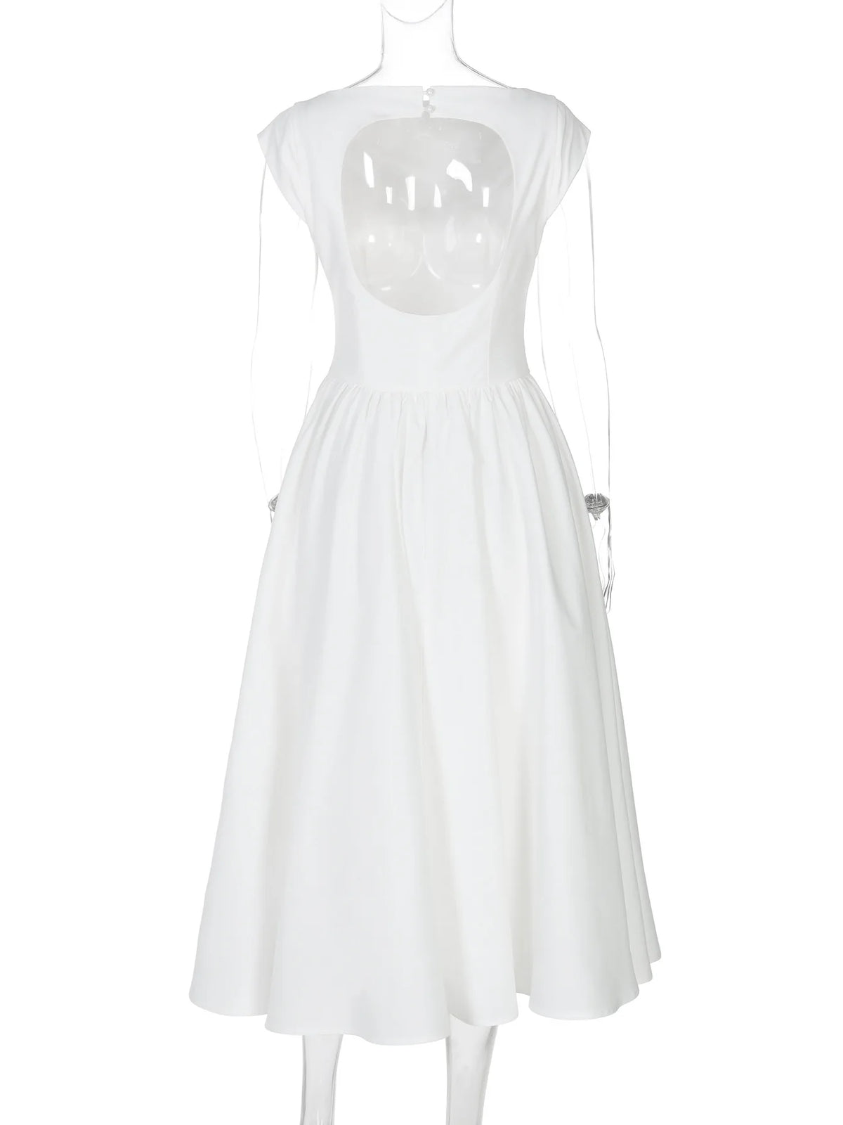 Elegant Socialite Solid Color Sleeveless Long Dresses Simple All-match Backless Temperament A-line Dress Fashion Commuting Style