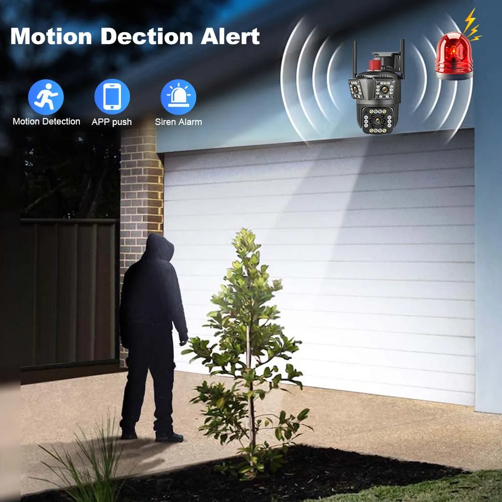 6K 12MP WiFi Security Camera with 8X Zoom Triple Lens Auto Tracking 8MP IP CCTV for Smart Home Wireless Surveillance