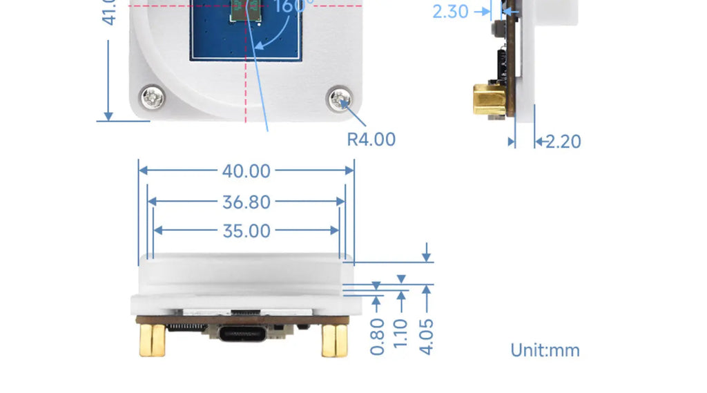 Waveshare A121 Millimeter Wave Radar Ranging Sensor, 60GHz Pulsed Coherent Radar Micro-motion Detection Module