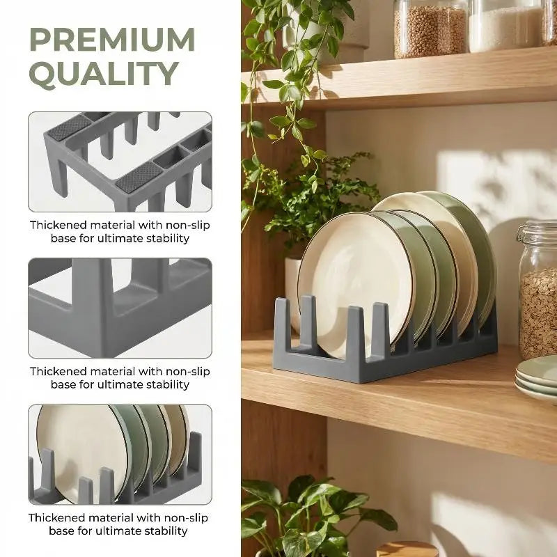 6 Grid Kitchen Organizer Rack Space-Saving Drying Storage Tray For Pots Pans Lids & Cutting Boards- Durable Countertop Organizer