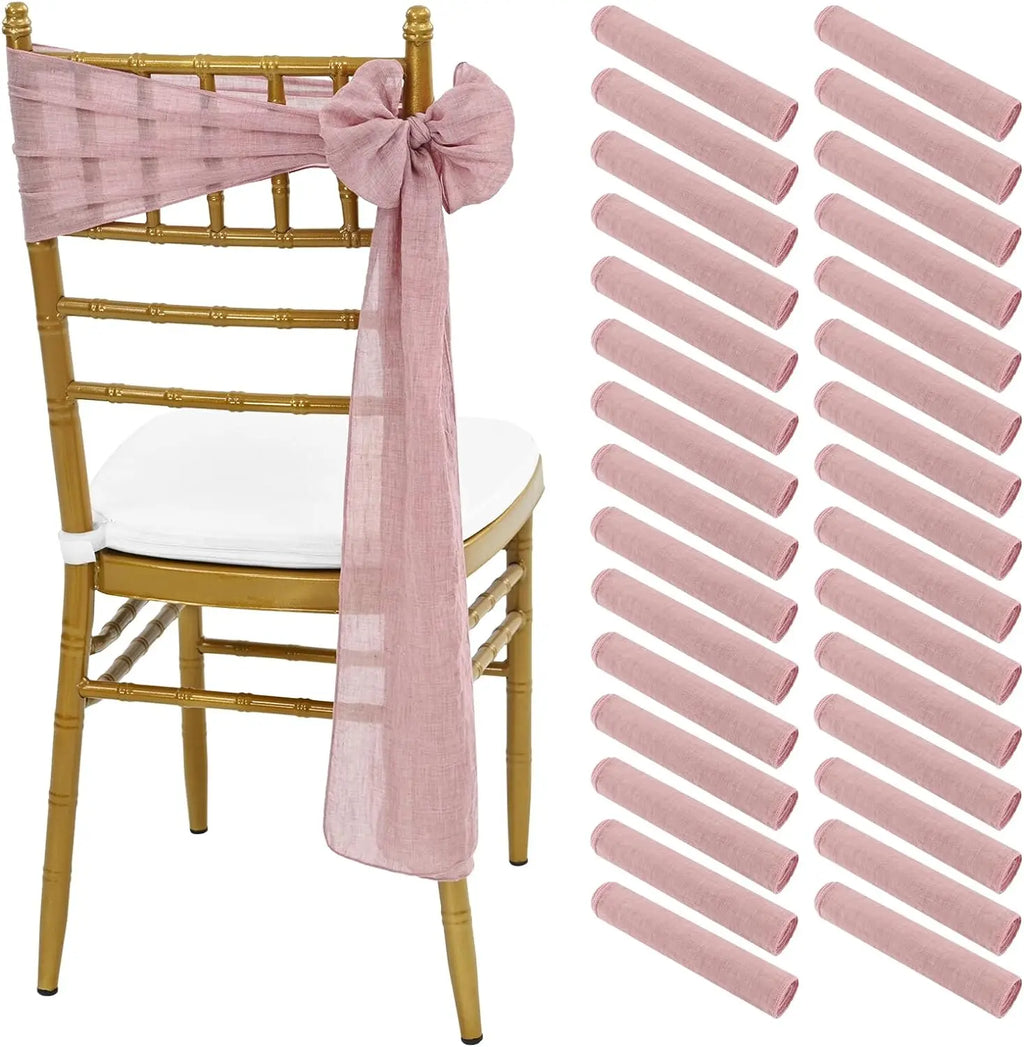 10-100Pcs Terracotta Chair Sashes for Wedding Chair Covers Cheesecloth Chair Bow Sashes Chair Ribbons for Party Ceremony 7x98In