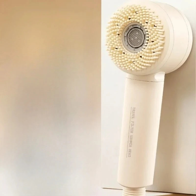 Small double-sided water outlet handheld shower head with bubble water flow,washing function, high pressure boost and filtration