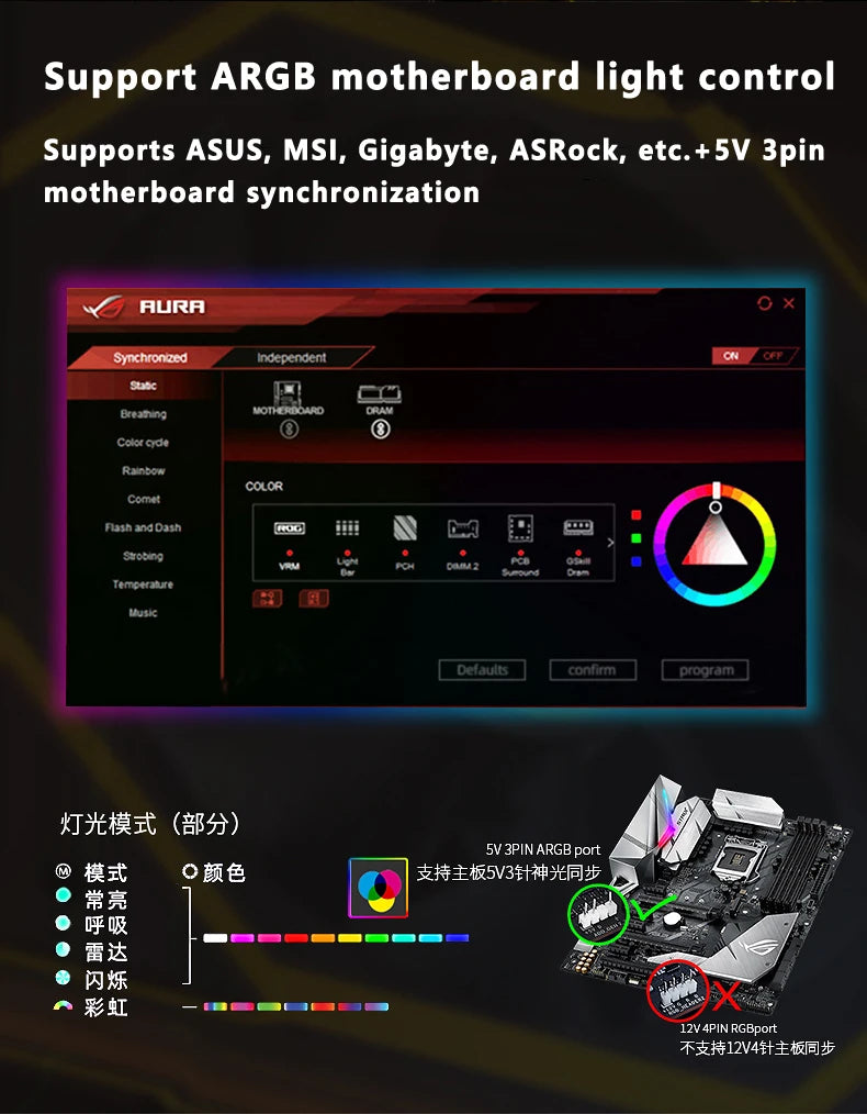 ICE Whale WX-1 Wire-Splicing PC Case Cooling Fan ARGB Mirror Cycle Light Effect 800-2000RPM PWM Water Cooling 360mm Cooler Fan