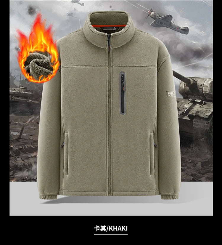 New Outerwear Men's Fleece Jacket Sweatshirts Male Thick Fleece and Windproof Sweatshirts Men Stand Up Collar Zipper Jacket Coat