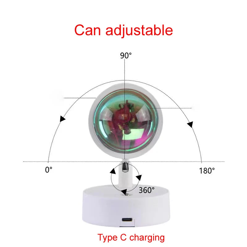 Wireless Sunset Lamp Night Light Projector Deoration Home Wall Lamp Kitchen Display Cabinet Cupboard Bedroom RV Reading Lamps