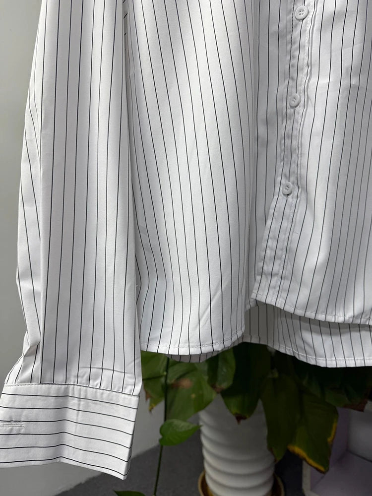 Trendy Long Sleeve Crop Shirts For Men's Spring Autumn Outdoor Casual Striped Printing Shirt Men Clothes Vintage Lapel Cardigan