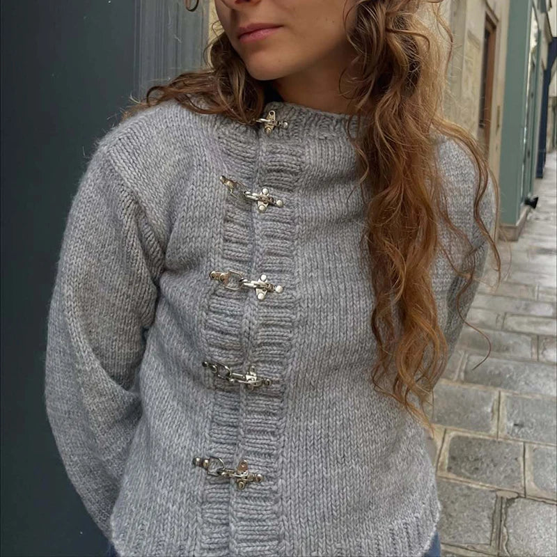 NEW Fall Winter Sweater Casual Slim Fit Chic Solid Color Ribbon Decoration One-shoulder Pullover Y2K Harajuku Womens Streetwear