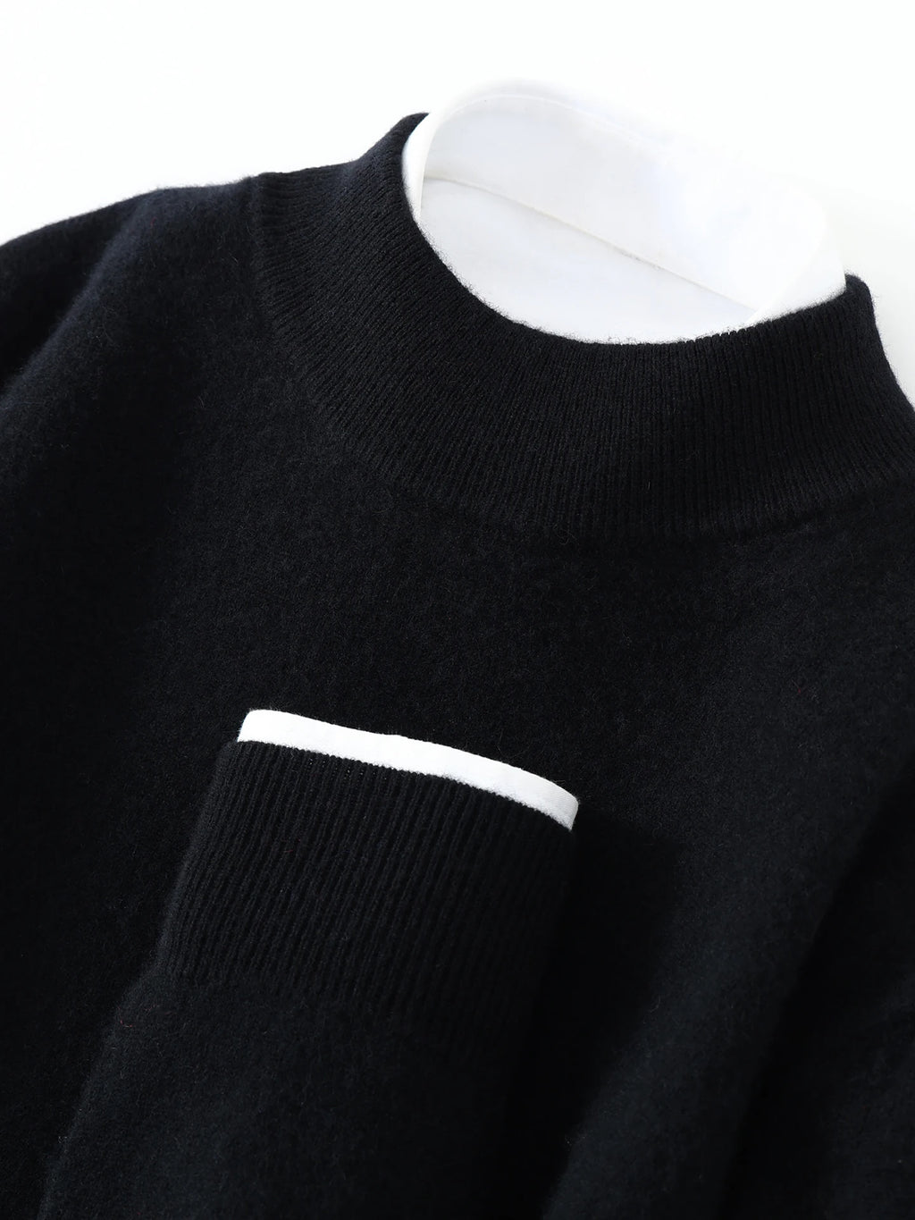 Autumn/Winter Men's 100% Pure Cashmere Pullover Business Casual Solid Knitted Sweater Loose Half High Neck Tops Thick Jumper