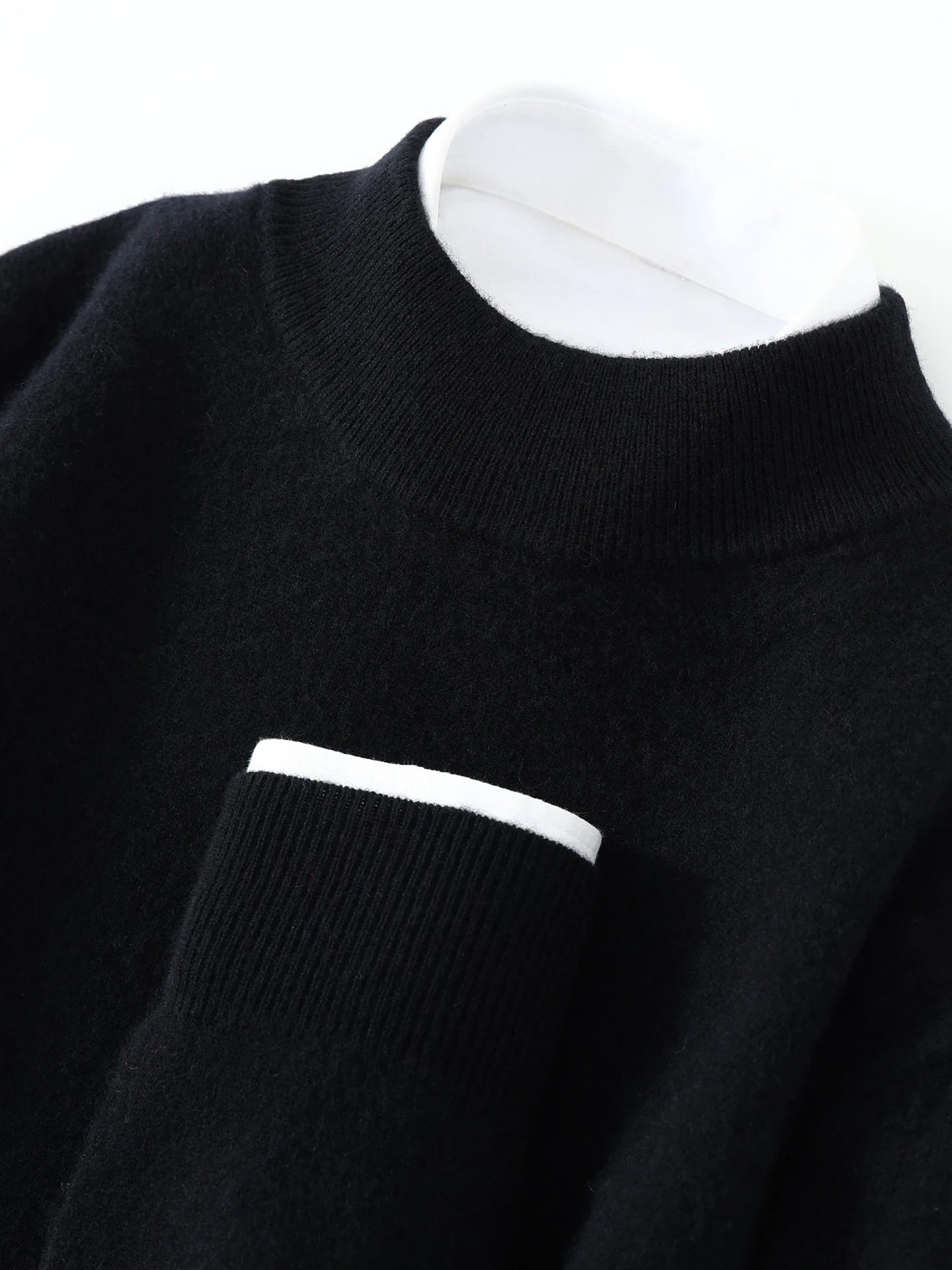 Autumn/Winter Men's 100% Pure Cashmere Pullover Business Casual Solid Knitted Sweater Loose Half High Neck Tops Thick Jumper