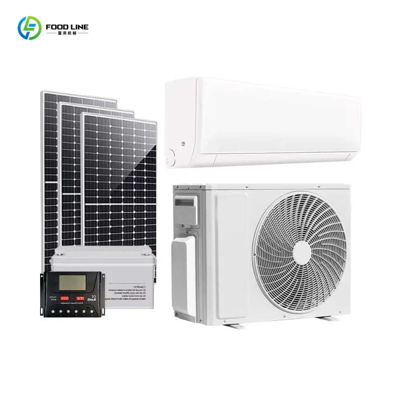 Home Split Solar Air Conditioning System, 12000BTU High Efficiency DC Solar Cooling Unit with Battery