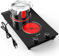Electric Cooktop 2 Burners Knob Control Countertop Built-in Ceramic Cooktop