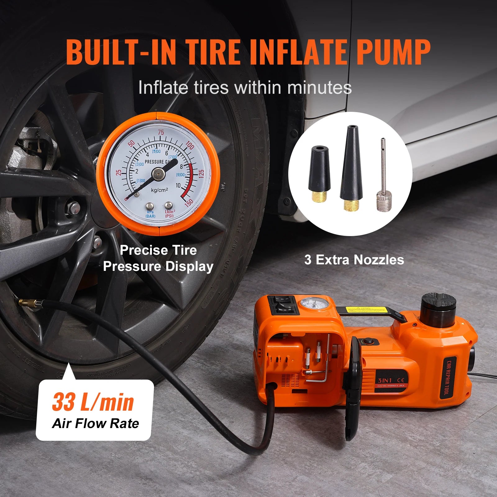 SucceBuy 5 Ton Electric Car Jack Hydraulic Jack with Electric Impact Wrench Portable Car Lift  for SUV Sedan Truck Change Tires