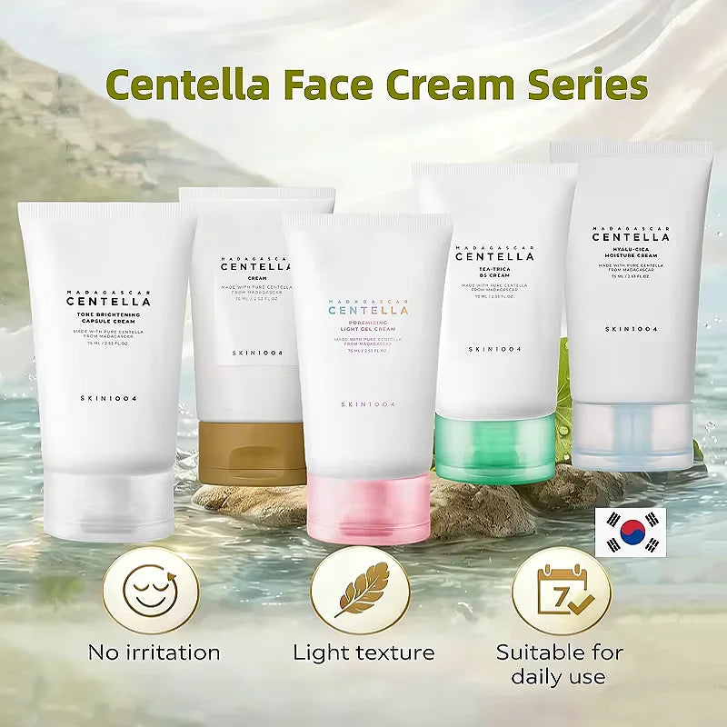 Korean Skincare Centella Face Cream Series,Tea-Trica Soothing,Tone Brightening,Hyaluronic Acid Poremizing Light Gel Cream 75ml