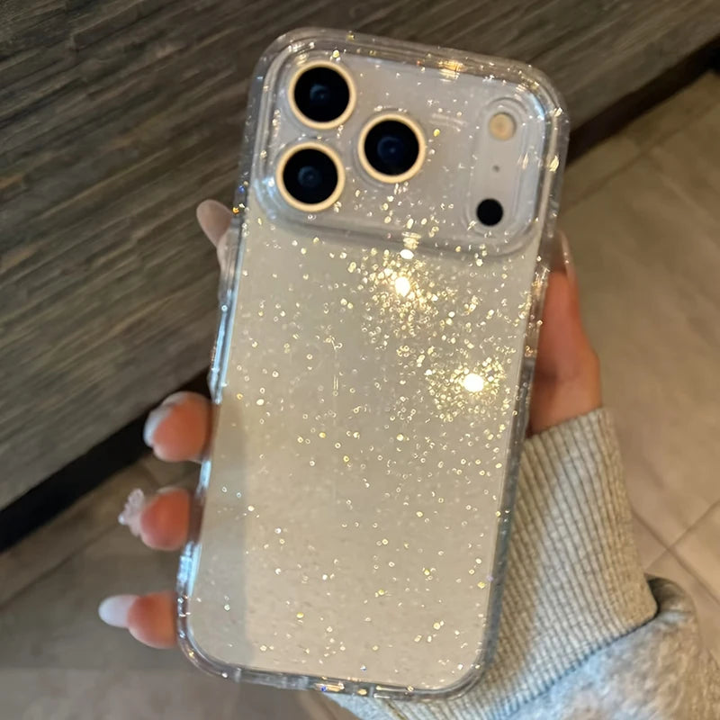 Luxury Glitter Bling Transparent Case For iPhone 18 17 Pro Max 17 Air 11 12 13 14 15 16 Pro Max X XR XS 7 8 Shockproof TPU Cover