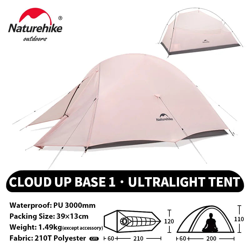 Naturehike Cloud Up 1 Upgraded Tent Ultralight Camping Tent Waterproof Outdoor Hiking Travel Tent Backpacking Cycling Tent