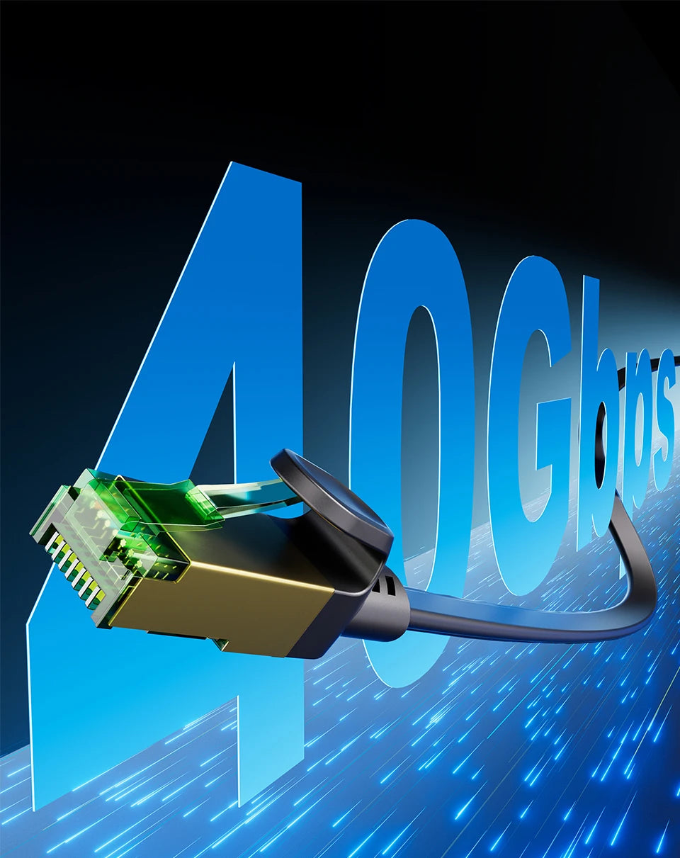 COMNEN New Cat8 Flat 40Gbps Ethernet Cable 2000MHz High Speed Internet Double Shield Networking for PS5 PC Router Players Gamer