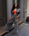Denim Two Piece Sets Women Coat Jacket Wide Leg Pants Jeans Suits Matching Sets Trousers Outfits 2025 Y2k Streetwear Party