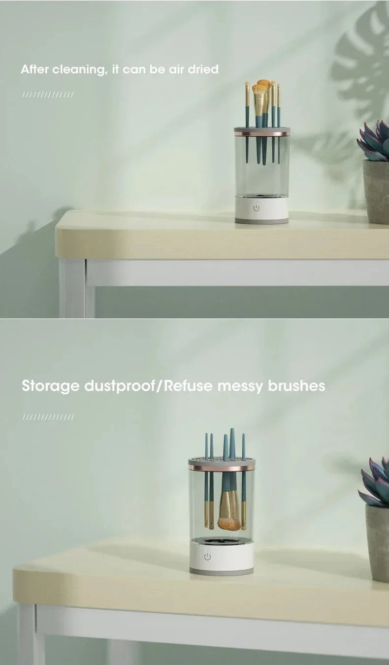 Makeup Brush Washer and Dryer USB Powered Odorless Battery-Free Plug and Play Makeup Cleaner Essential Beauty Accessory