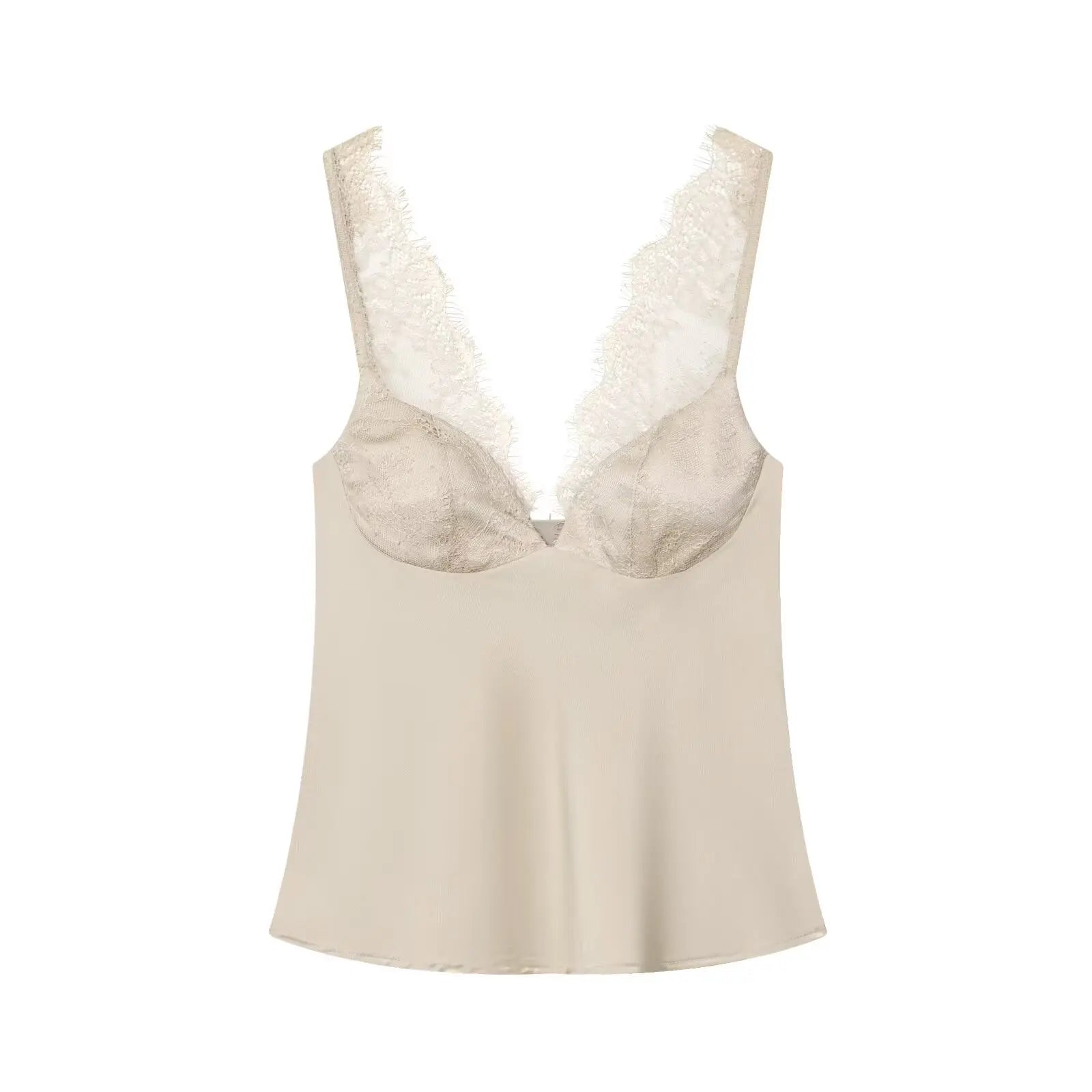 HH Elegant Women Lace Splice Sexy Satin Sling Tops 2026 Spring Summer Fashion Female V-Neck Backless Slimming Underwear Vest