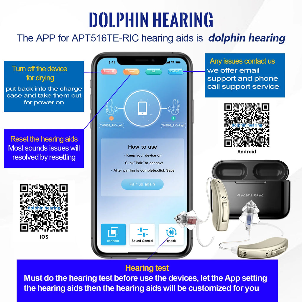 Bluetooth Hearing Aids Rechargeable Hearing Aid APP Digital Sound Amplifiers For Deafness Wireless Aparelho Auditivo Audifonos