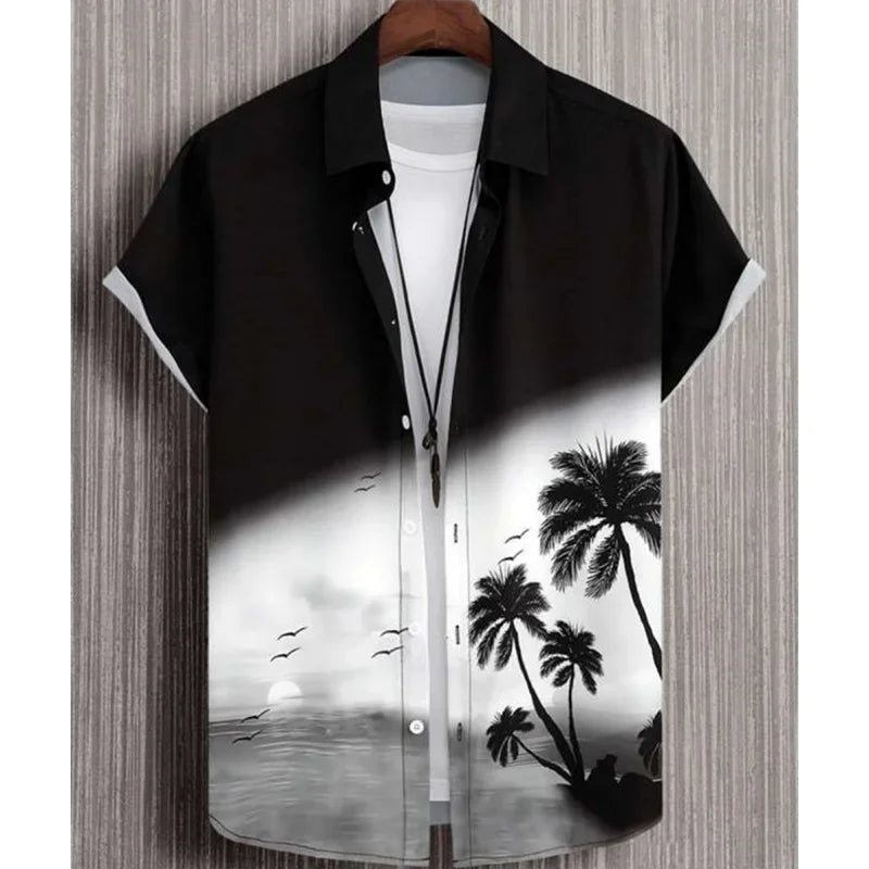 2026 Hawaiian Men'S Shirt 3d Gradient Printing Loose Oversized Shirts and Blouses High-Quality Clothing Beach Party Sweatshirts